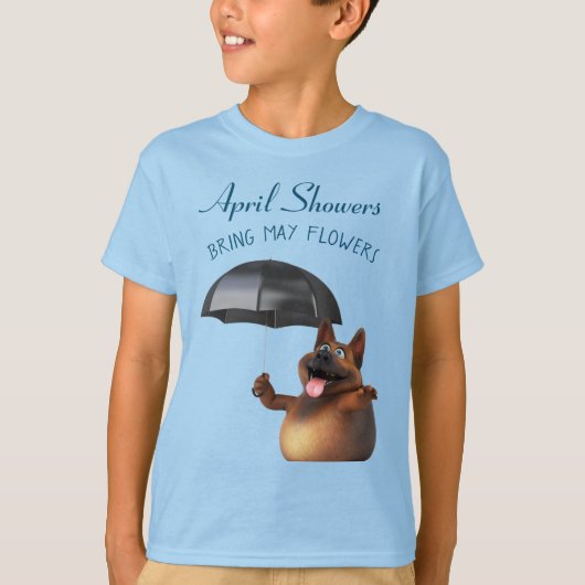 Adorables 3D Universe Cute Dog April Showers T-Sh T-shirt (Voorkant)