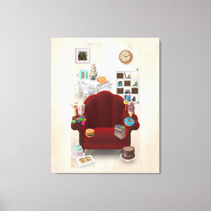 Adorables 3D Universe Lots of Food Canvas Afdruk