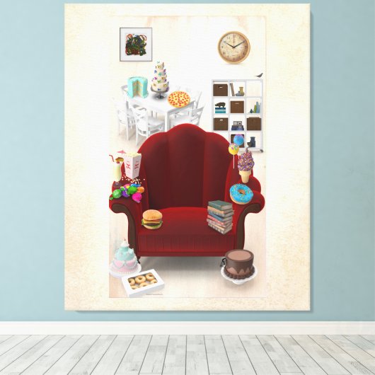 Adorables 3D Universe Lots of Food Canvas Afdruk (Insitu (Houten vloer))