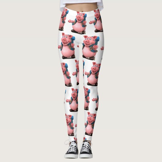 Adorables 3D Universe Pig BackPacker Leggings (Voorkant)