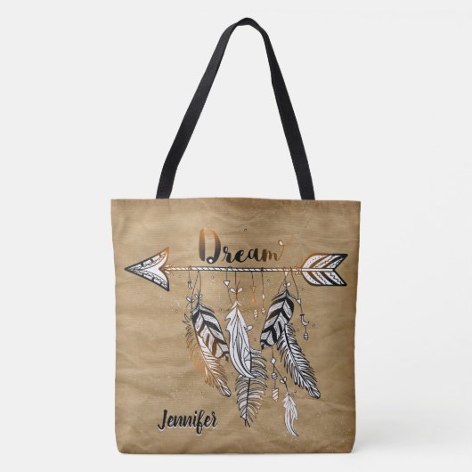 Adorables Bohemian Arrow & Feathers Custom Tote Bag (Voorkant)