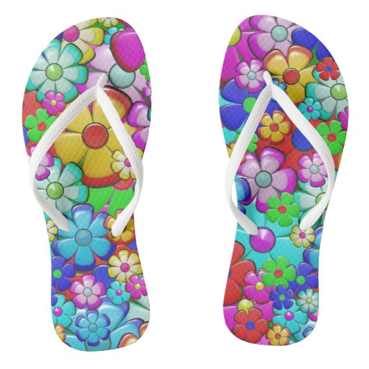 Adorables Bohemian Hippie Flowers Teenslippers (Voetbed)