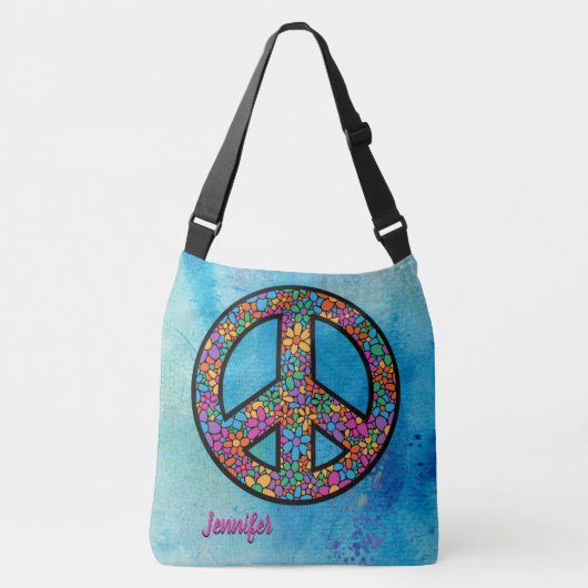 Adorables Bohemian Peace Symbol Custom Crossbody Tas (Voorkant)