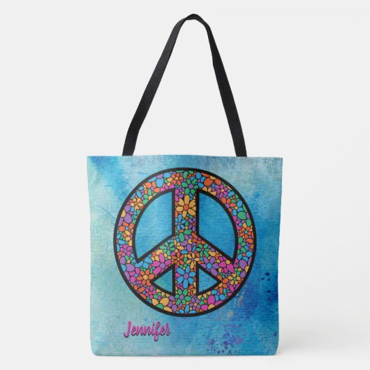 Adorables Bohemian Peace Symbol Custom Tote Bag (Voorkant)
