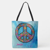 Adorables Bohemian Peace Symbol Custom Tote Bag (Achterkant)