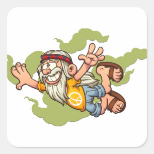 Adorables Bohemian Schattige Vliegende Hippie Vierkante Sticker