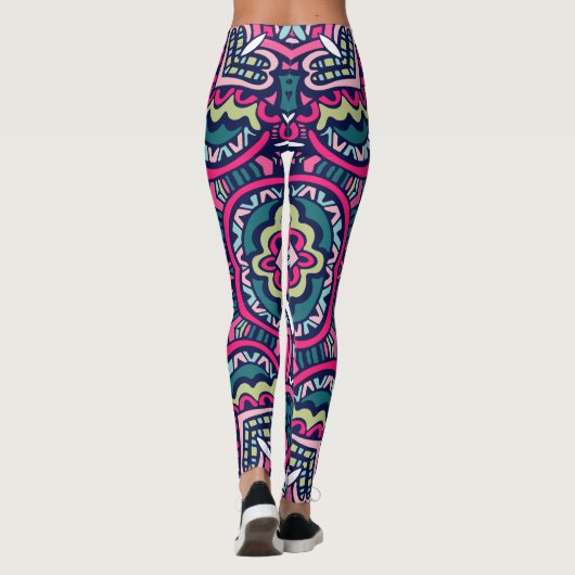 Adorables Bohemian Style Green en Roze en Blue Leggings (Achterkant)