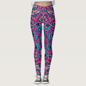 Adorables bohemian Style, helder roze en blauw Leggings (Voorkant)