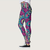 Adorables bohemian Style, helder roze en groen Leggings (Links)