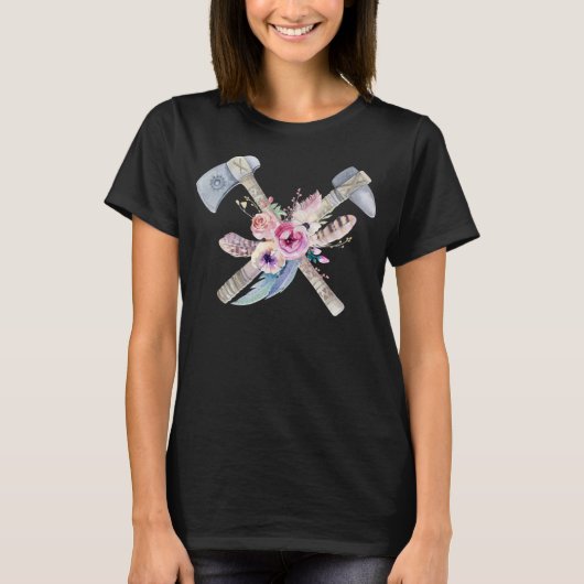 Adorables Bohemian Tomahawk & Feathers T-shirt (Voorkant)