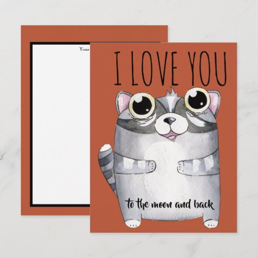 Adorables Cartoon Raccoon I Love You (Voorkant / Achterkant)