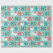 Adorables Christmas Ho Ho Ho Santas en Penguins Cadeaupapier (Vlak)