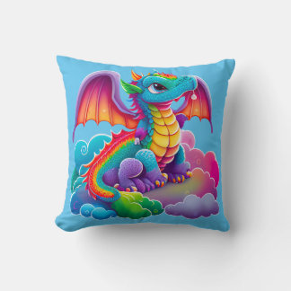 Adorables Colorful Dragon Cartoon Blue Kussen