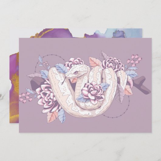 Adorables Custom Reptiles Slanke Wrapped on Branch Feestdagenkaart (Voorkant / Achterkant)