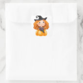 Adorables Cute Little Witch op Pumpkin Vierkante Sticker (Tas)