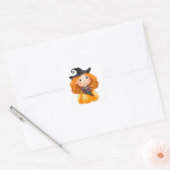 Adorables Cute Little Witch op Pumpkin Vierkante Sticker (Envelop)