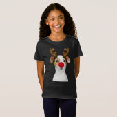 Adorables Cute Puppy met Kerstmis in Antlers T-shirt (Voorkant volledig)