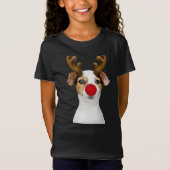 Adorables Cute Puppy met Kerstmis in Antlers T-shirt (Voorkant)
