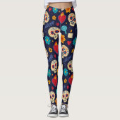 Adorables Day of the Dead Calavara Style Yoga Leggings (Voorkant)