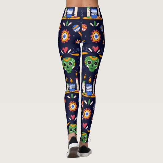 Adorables Day of the Dead Calavara Style Yoga Leggings (Achterkant)