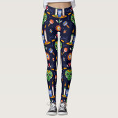 Adorables Day of the Dead Calavara Style Yoga Leggings (Voorkant)