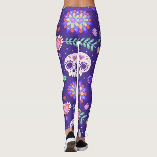 Adorables Day of the Dead Calavara Style Yoga Leggings (Achterkant)
