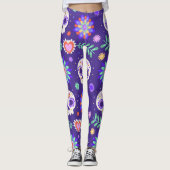 Adorables Day of the Dead Calavara Style Yoga Leggings (Voorkant)