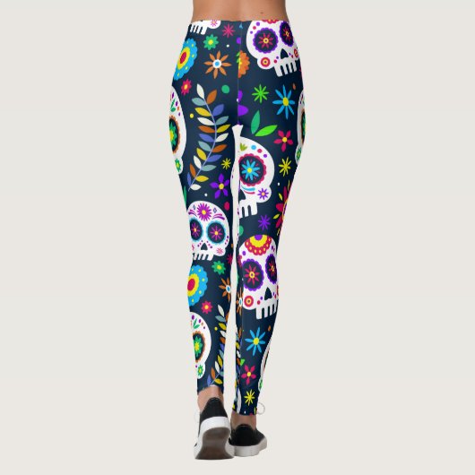 Adorables Day of the Dead Calavara Style Yoga Leggings (Achterkant)