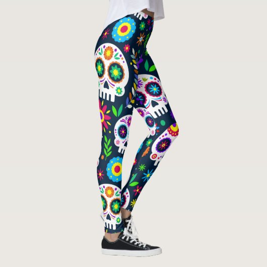 Adorables Day of the Dead Calavara Style Yoga Leggings (Rechts)