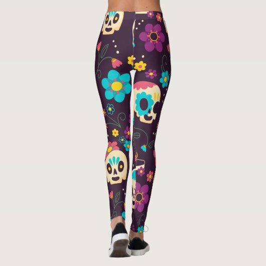 Adorables Day of the Dead Calavara Style Yoga Leggings (Achterkant)