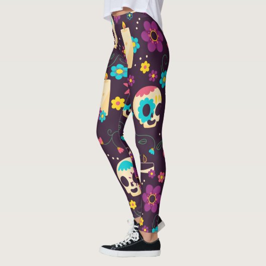 Adorables Day of the Dead Calavara Style Yoga Leggings (Links)