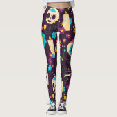 Adorables Day of the Dead Calavara Style Yoga Leggings (Voorkant)