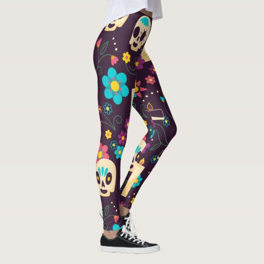 Adorables Day of the Dead Calavara Style Yoga Leggings (Rechts)