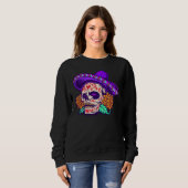 Adorables Day of the Dead Skull Paars Pet Trui (Voorkant volledig)