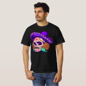 Adorables Day of the Dead Skull with Paars Pet T-shirt (Voorkant volledig)