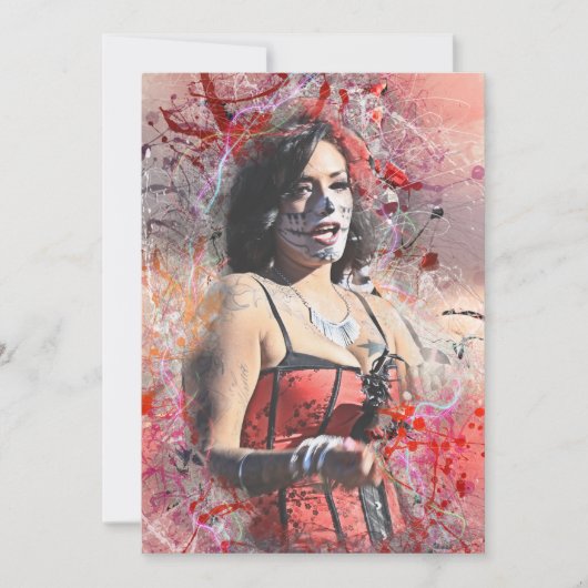 Adorables Day of the Dead Woman at Parade Card Aankondiging (Voorkant)