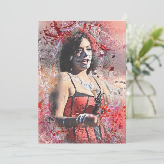 Adorables Day of the Dead Woman at Parade Card Aankondiging (Staand voorkant)
