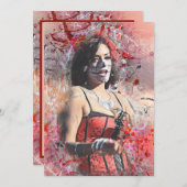 Adorables Day of the Dead Woman at Parade Card Aankondiging (Voorkant / Achterkant)