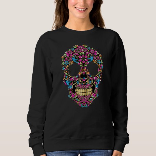 Adorables Day of the dode kleurful Skull Trui (Voorkant)