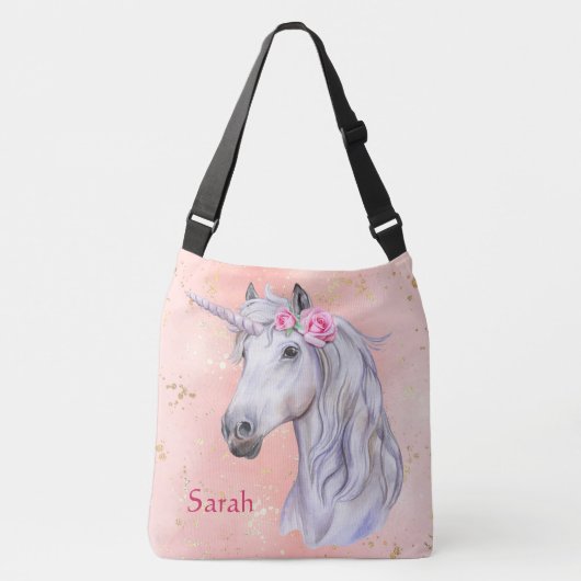 Adorables Fantasy Unicorn Head Custom Crossbody Tas (Voorkant)