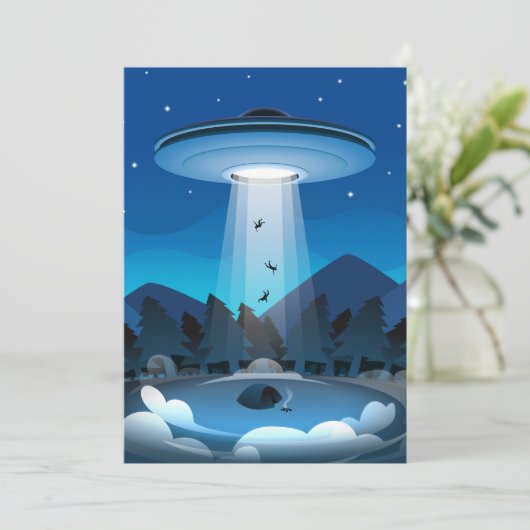 Adorables Funny UFO Abduction Bedankkaart (Staand voorkant)