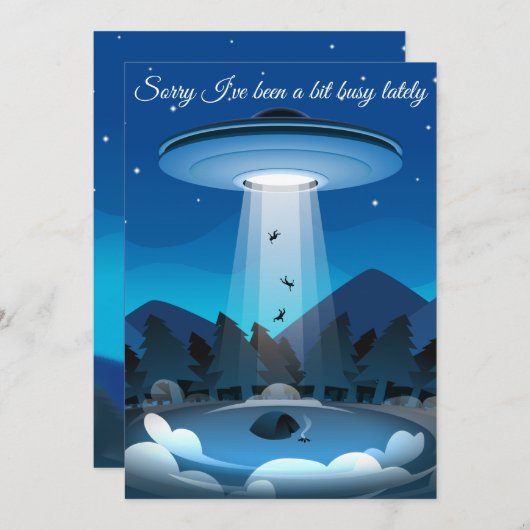Adorables Funny UFO Abduction Card Bedankkaart (Voorkant / Achterkant)