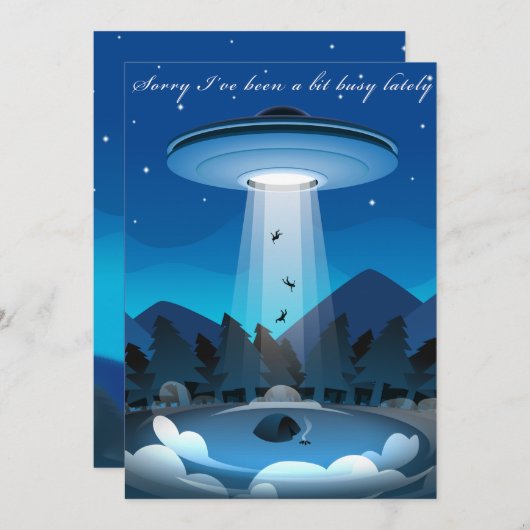 Adorables Funny UFO Abduction Card Bedankkaart (Voorkant / Achterkant)