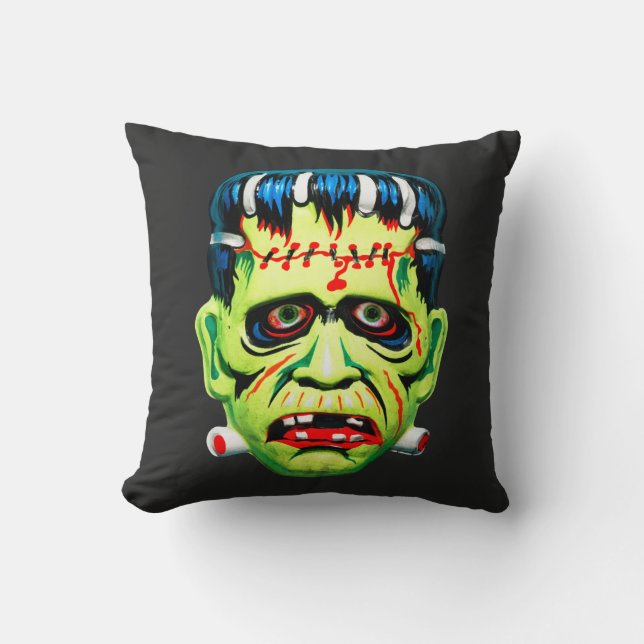 Adorables Green Monster Mask Kussen (Voorkant)