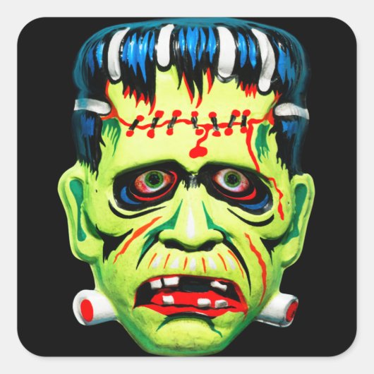 Adorables Green Monster Mask Vierkante Sticker (Voorkant)