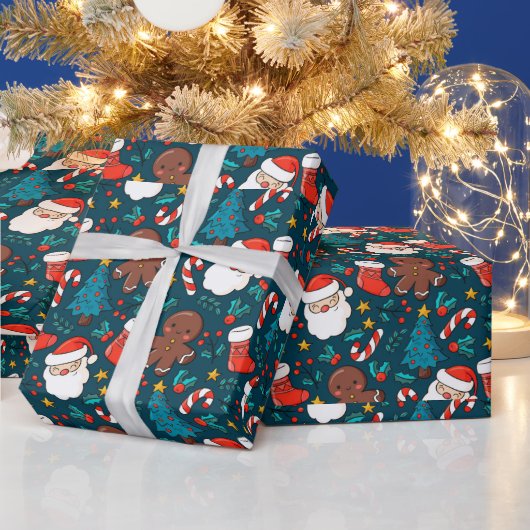 Adorables Kerstantas en ontbijtkoek Cadeaupapier (Feestdagen)