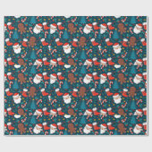 Adorables Kerstantas en ontbijtkoek Cadeaupapier (Vlak)