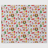 Adorables Kerstantas en ontbijtkoek Cadeaupapier (Vlak)