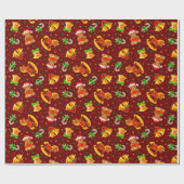 Adorables kerstddyberen en Rocking Horses Cadeaupapier (Vlak)