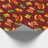 Adorables kerstddyberen en Rocking Horses Cadeaupapier (Hoek)